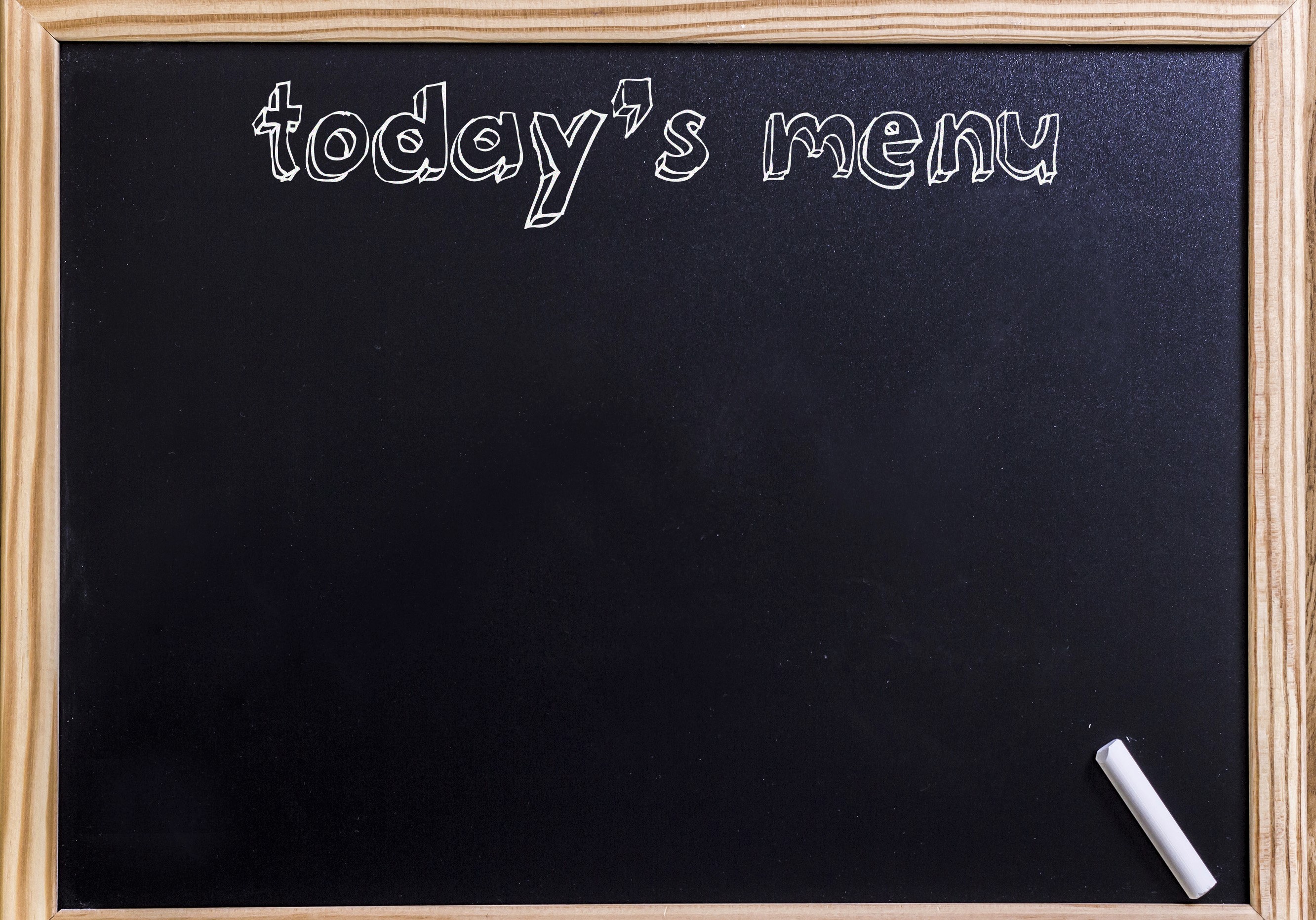 Today's menu - New chalkboard with 3D outlined text - on wood